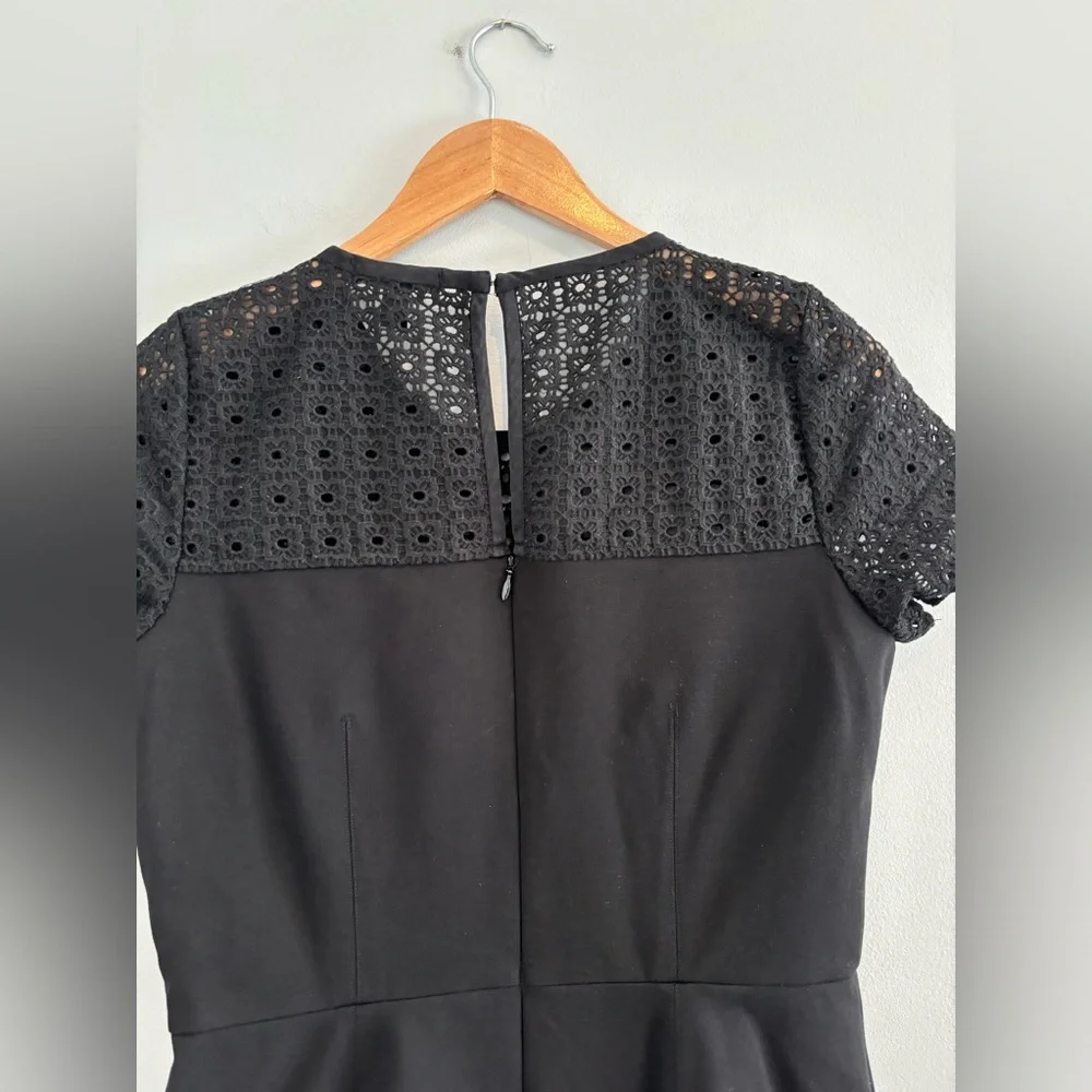 J. Crew Black Eyelet Mini Dress Size 6